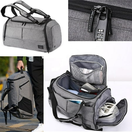 Unisex Waterproof Lock Travel with Shoes Compartment Handbag Backpack Duffel Gym (Best Gym Backpack With Shoe Compartment)