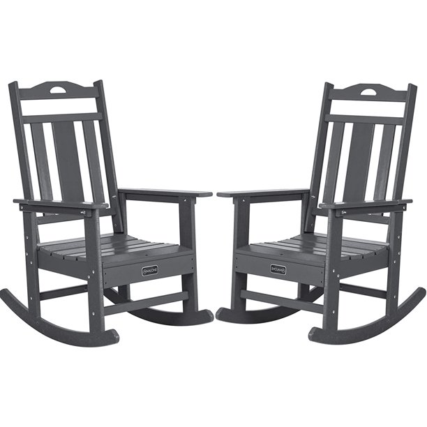 NALONE Outdoor Rocking Chair Set of 2, All Weather Resistant Rocking ...