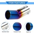 thumbnail image 4 of 1 Pc Curved Exhaust Tip 1.1" - 2.4" Inlet 2.5" Outlet 7.1" Length Tailpipe Universal Car Bolt on Stainless Steel Burnt Blue Rear, 4 of 8