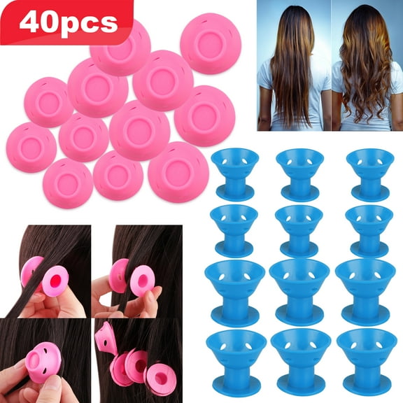 EEEkit 40pcs Magic Hair Rollers, Silicone Curlers Set, 20pcs Large and 20pcs Small, DIY Curling Hairstyle Tools