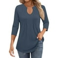 thumbnail image 4 of Women's V Neck Ruffle Detail T Shirt Casual Sleeve Top for Summer Outdoor Home Wear with Jeans Or Pants Casual T Shirt for Women Women Athletic T Shirts Medium Women Shirt Women T Shirt Long, 4 of 5
