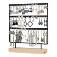thumbnail image 1 of Organizador de pendientes JINMJMXG Soporte de 3 capas con 72 agujeros base de Madera, 1 of 5