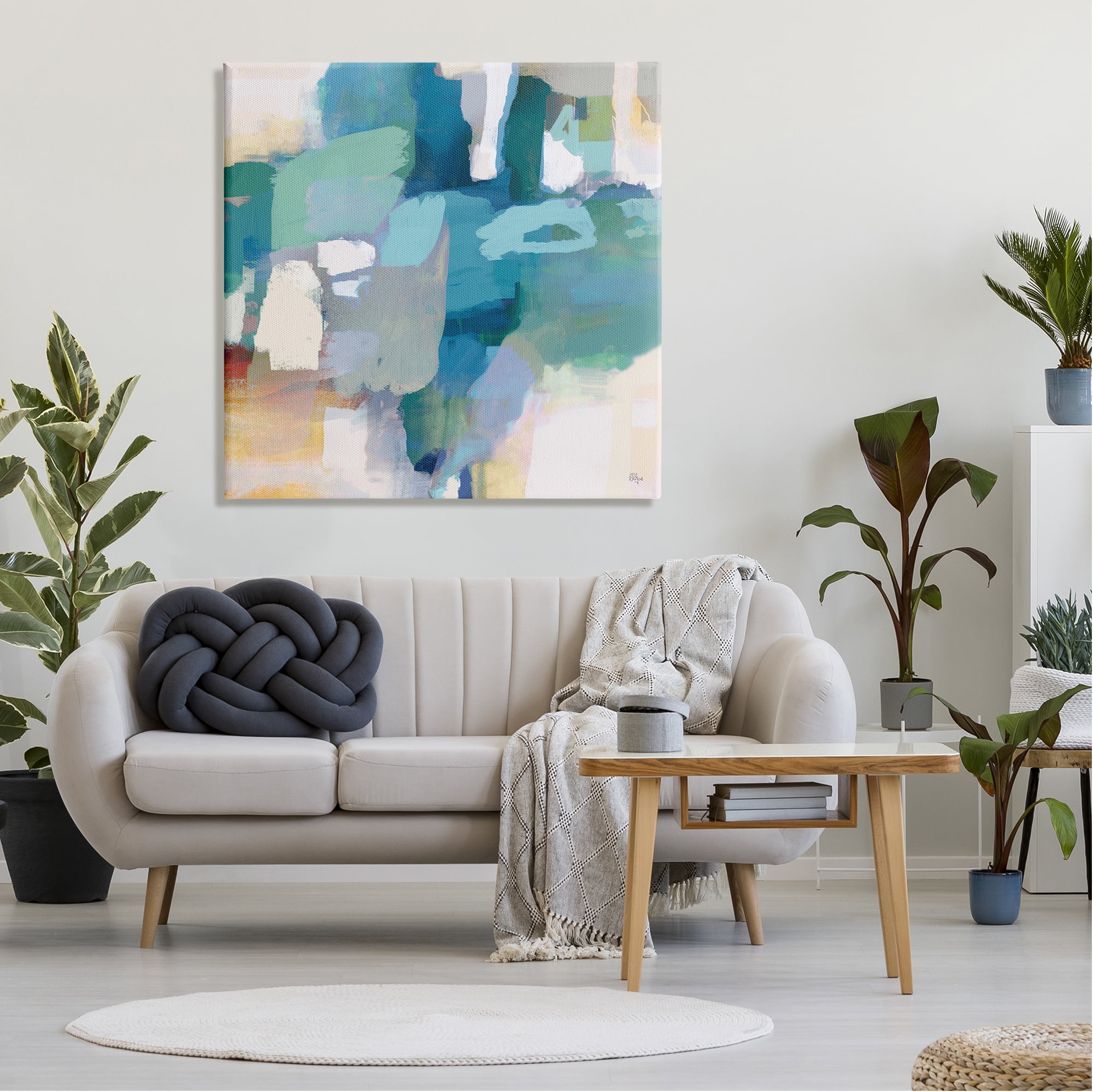 Stupell Industries Layered Blue Paint Strokes Dense Abstract Painting Painting Gallery Wrapped Canvas Print Wall Art, Design by Lisa Ridgers
