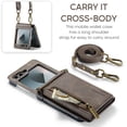 thumbnail image 5 of Dteck Wallet Case For Samsung Galaxy Z Flip 5, Magnetic Leather Zipper Wallet with RFID Blocking Card Holder Slots Shockproof PC Stand Cover With Shoulder Strap,Coffee, 5 of 9