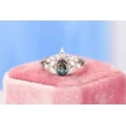 thumbnail image 2 of Rhodium Plated Silver Dainty Alexandrite Ring Set, 1Ct Oval Cut Alexandrite Ring Set, Silver Ring Unique Curved Marquise Cut Ring Set, Size 7, 2 of 5