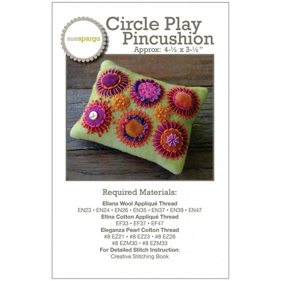 Circle Play Pincushion - Applique, Embroidery, and Sewing Pattern by Sue Spargo of Folk Art Quilts