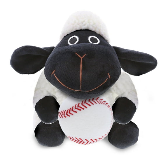 DolliBu Black Nose Sheep Stuffed Animal with Baseball Plush - Soft Huggable Sheep, Adorable Playtime Plush Toy, Cute Farm Animal Gift, Super Soft Plush Doll Animal Toy for Kids and Adults - 6 Inch