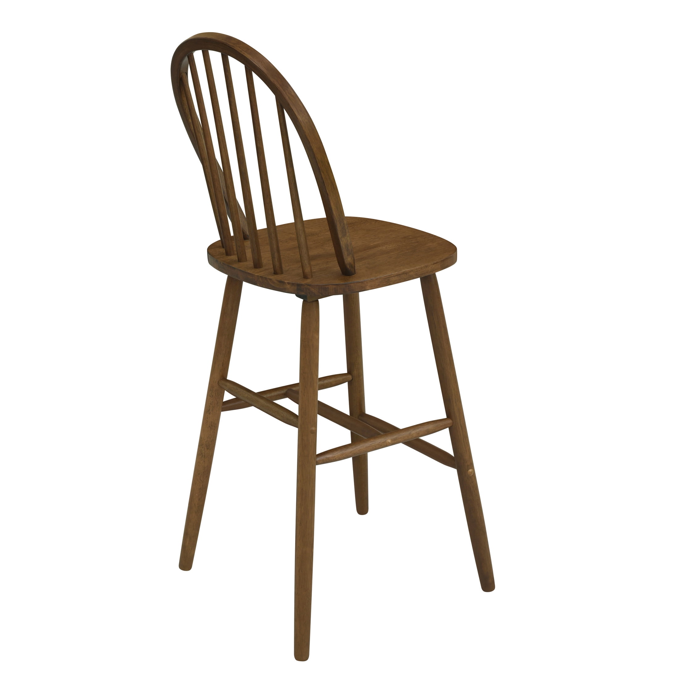 Christopher Knight Home 29.25" Bar Stools with Windsor-Back, Solid Wood Frame, Walnut, Set of 2