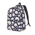 thumbnail image 1 of Disketp Cute Basebal print Canvas Backpack Lightweight Travel Daypack Student Rucksack Laptop Backpack-, 1 of 5