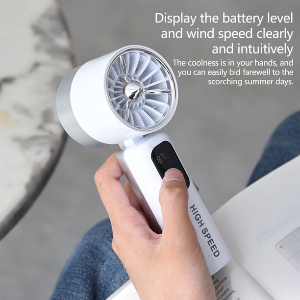 High Speed Handheld Fan With Digital Display USB Rechargeable Portable Mini Fan Quiet Fan For Student Office Travel Outdoor Use