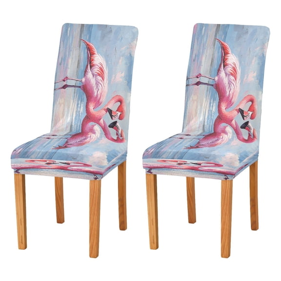 BZSMCE Chairs Slipcovers Dining Chair Covers Flamingos under The Sky Creative Pattern