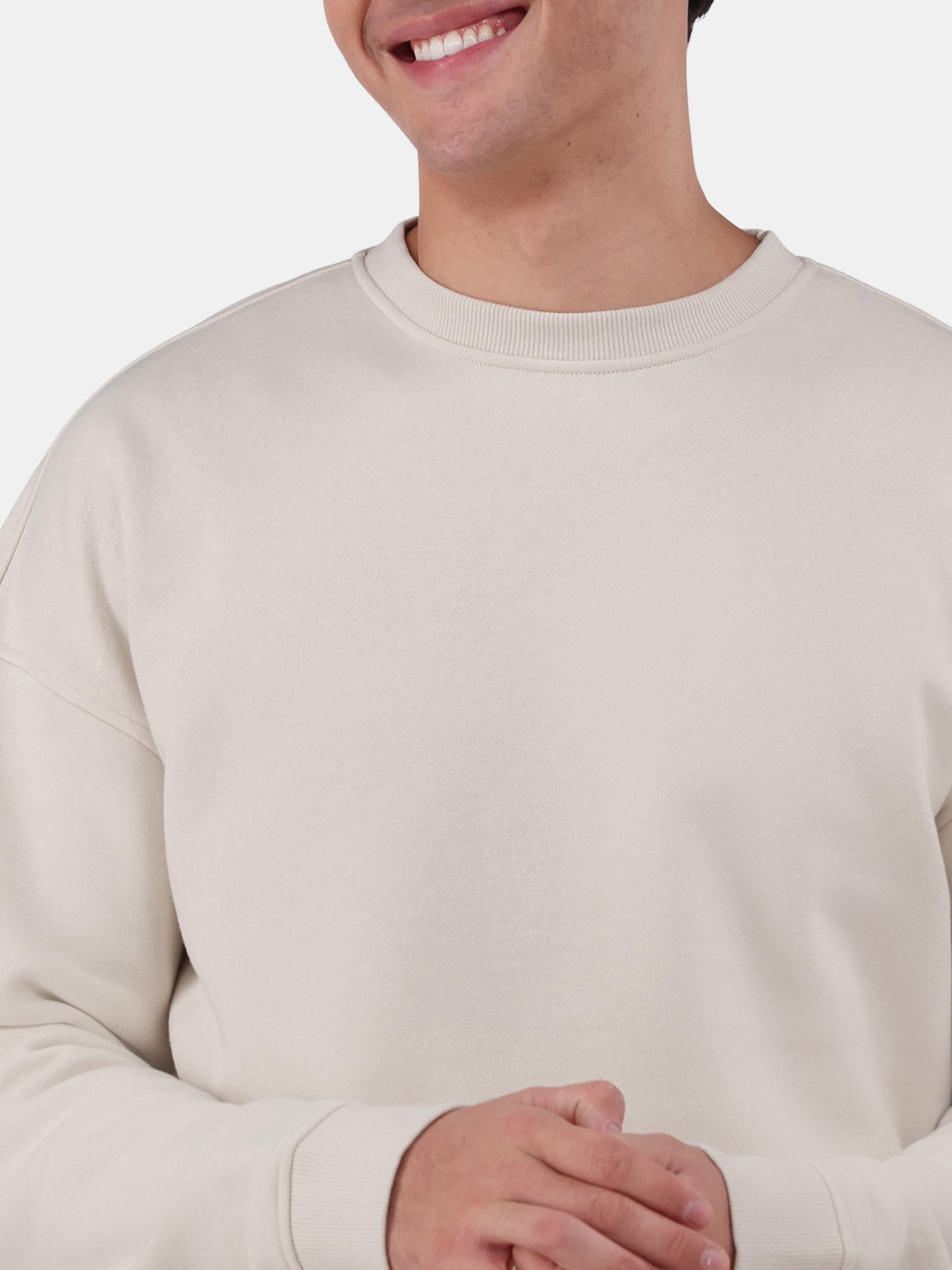No Boundaries All Gender Fleece Crewneck Sweatshirt with Long Sleeves, Men's and Big Men’s
