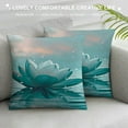thumbnail image 3 of JEUXUS Teal Water Lily Abstract Boho Floral Short Plush Pillowcase for Home Decor White, 3 of 5