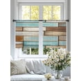 thumbnail image 4 of Blue Brown Vintage Sheer Curtains 45 Inch Length 2 Panels Set Window Treatments, Retro Farmhouse Elegant Pastoral Rod Pocket Semi Curtains for Living Room/Bedroom/Kitchen Décor, 104"W x 45"L, 4 of 7