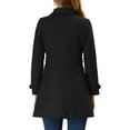 thumbnail image 3 of Unique Bargains Women's Single Breasted Long Outwear Winter Coat XL Black, 3 of 6