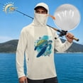 thumbnail image 3 of SEANATIVE Men's Outdoor Fishing Hoodie Sun Protection with Face Cover, Lightweight Portable Sun Block Top UV Protection Hooded Pullover for Travel Fishing, 2XL, Sea Turtle Blue Beige, 3 of 7