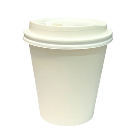 VeZee 10 Oz Disposable White Poly Paper Durable Hot Cup with White Hinged Tab Lids For Hot/Cold Drink Coffee Cups Tea Cocoa Travel Hot Chocolate Chai Latte & Hot Soup|150CT