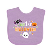 Inktastic My 1st Halloween with Bat Ghost Pumpkin and Stars in White Boys or Girls Baby Bib