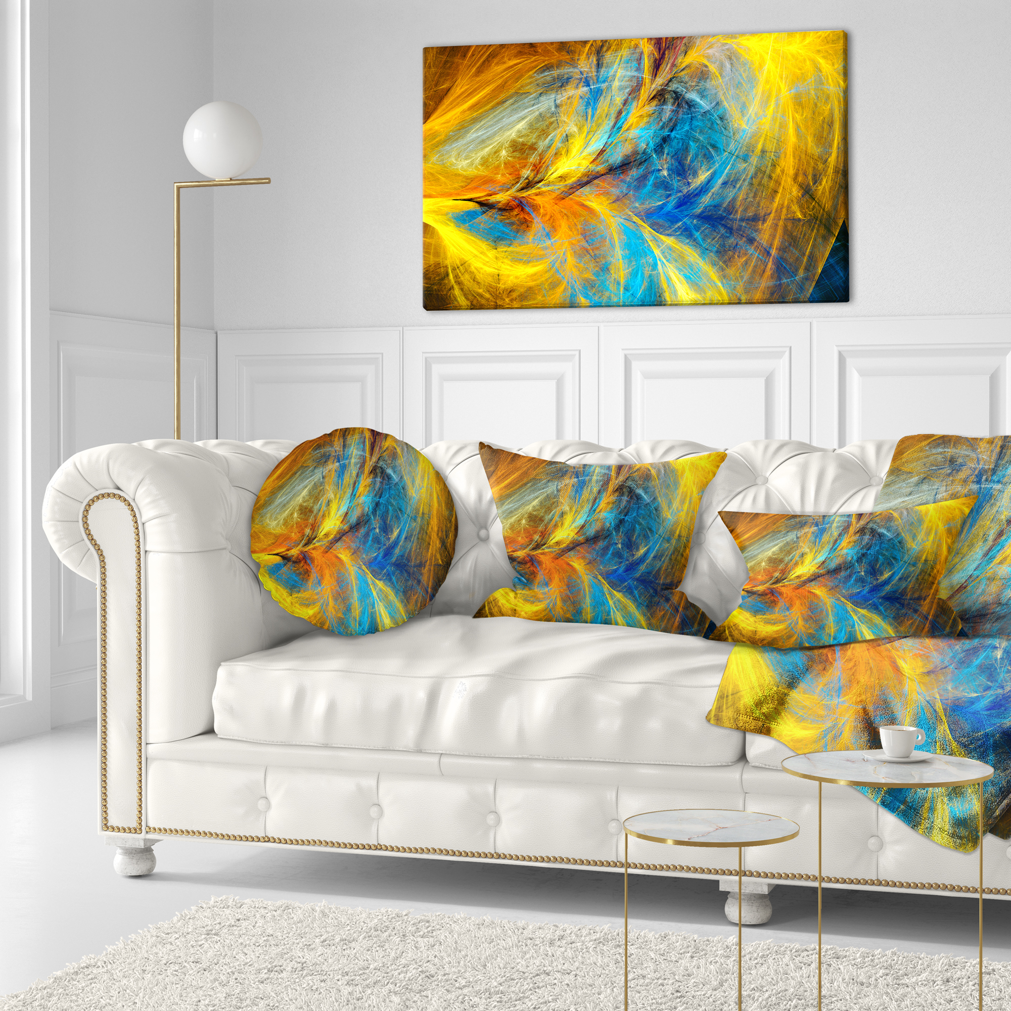 Designart 12" x 20" Blue Polyester Throw Pillow