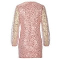 thumbnail image 6 of Herrnalise Women's Fashion Lantern Sleeve Sequins WaistedHip Long Sleeve V-Neck Dresses S-2XL, 6 of 7