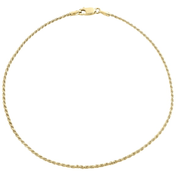 10K Yellow Gold 1mm Solid Diamond Cut Rope Link Bracelet Lobster Clasp 10 Inch