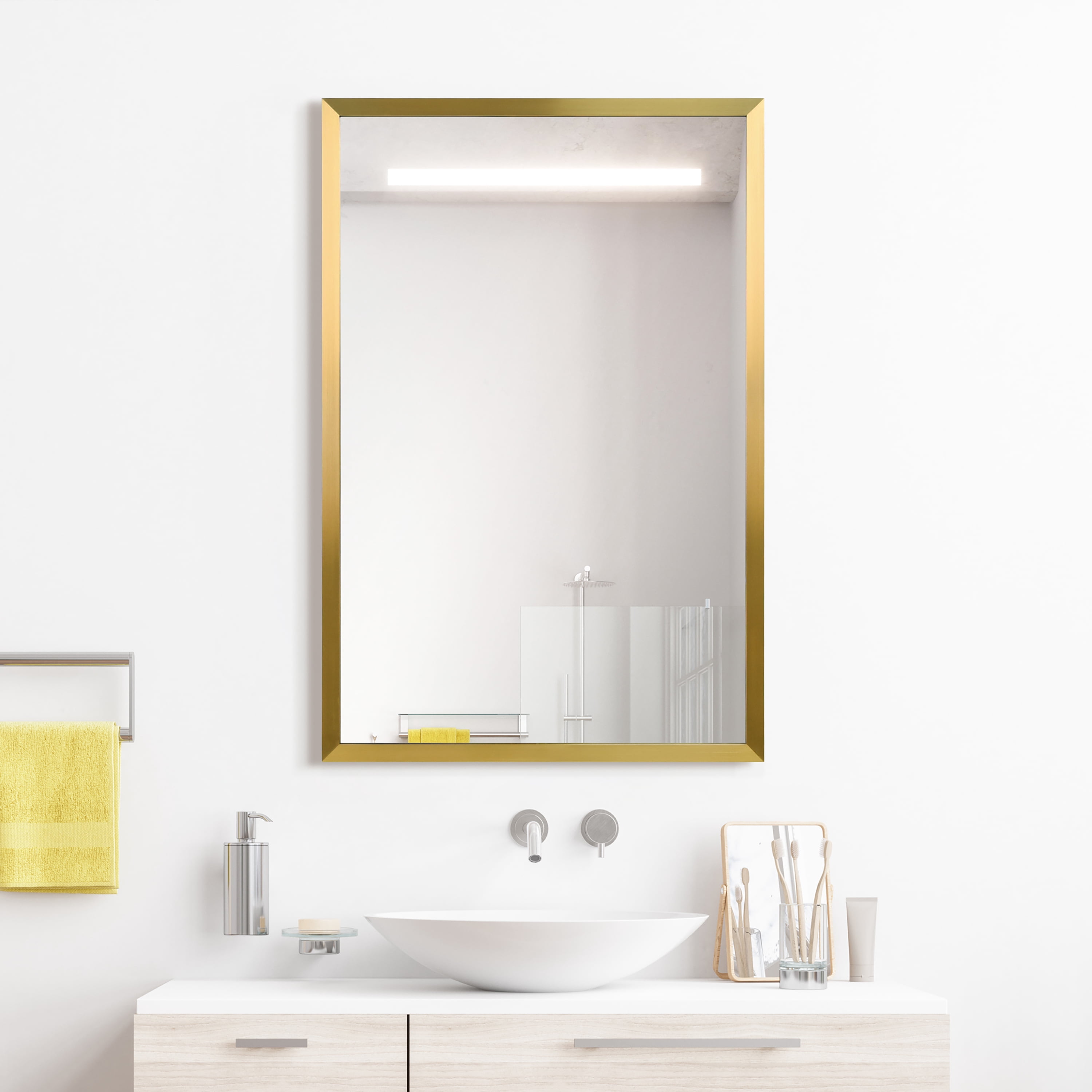 Empire Art Direct PSM-70107-2436 Contempo Brushed Gold Stainless Steel rectangular Wall Mirror