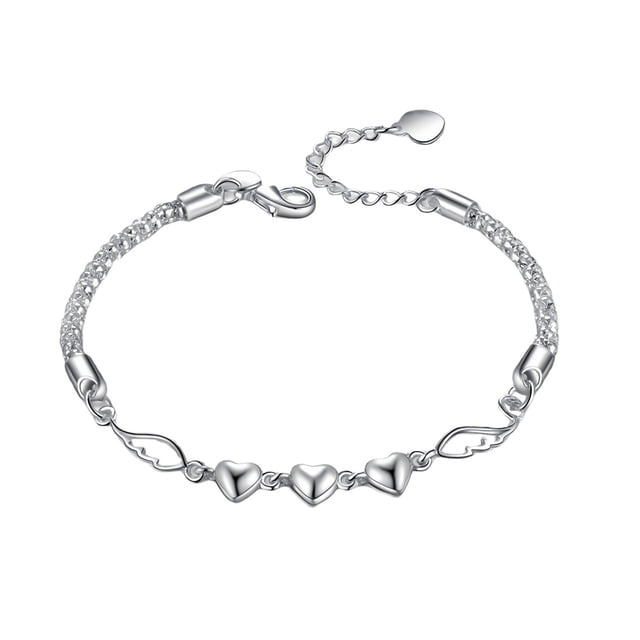 Pulsera con colgante de plata y alas para mujer, pulsera, joya, pulsera
