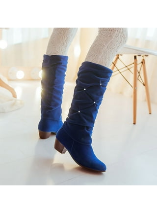 Blue calf length boots sale