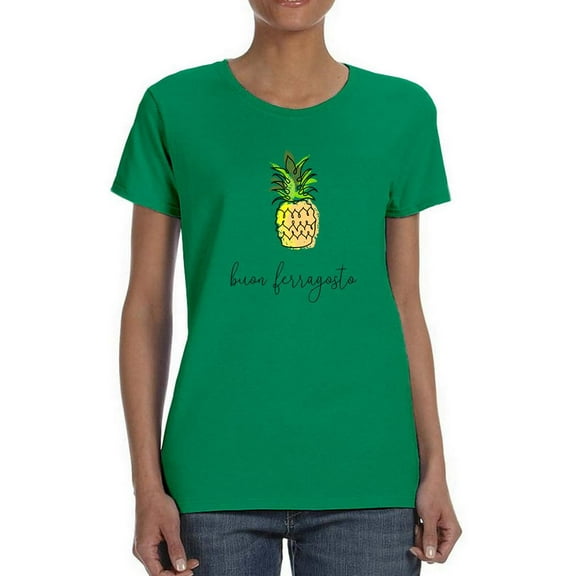 Buon Ferragosto Pineapple Doodle T-Shirt Women -Image by Shutterstock, Female 3X-Large