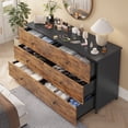 thumbnail image 3 of 6 Drawer Dresser for Bedroom, Modern Chest of Drawers Storage Cabinet with Heavy Sturdy Steel Frame for Living Room Hallway, Brown, 3 of 8