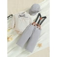 thumbnail image 2 of Bagilaanoe 3Pcs Baby Boys Overalls Set Long Sleeve Shirt Tops + Suspender Pants + Hat 3M 6M 12M 18M Infant Gentleman Formal Clothes, 2 of 9