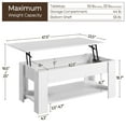 thumbnail image 3 of Yaheetech Lift Top Coffee Table with Hidden Compartment and Open Shelf, White, 3 of 7