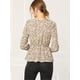 thumbnail image 5 of Blusa de Cintura con Cinturón Y Estampado floral Allegra K Beige L, 5 of 6