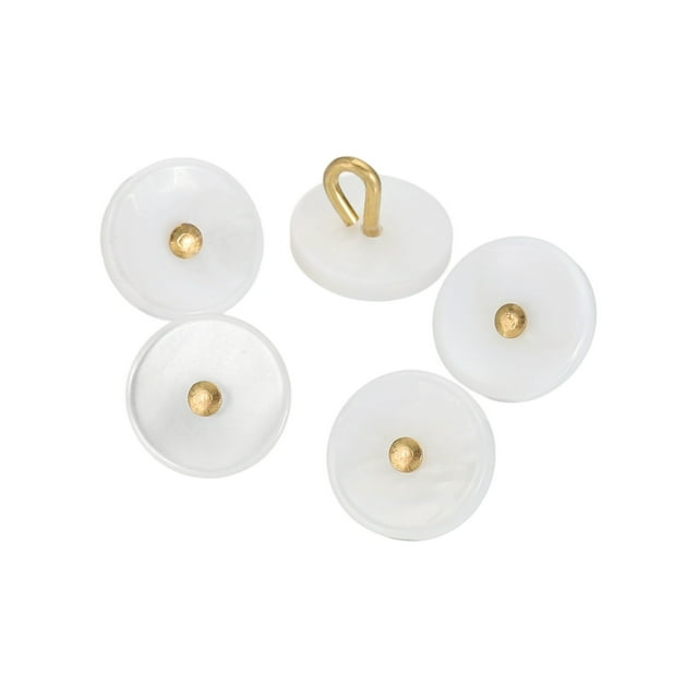 5Pcs Natural Shell Button, 11.5mm Bowl Shell Shank Buttons, Mixed White/Gold