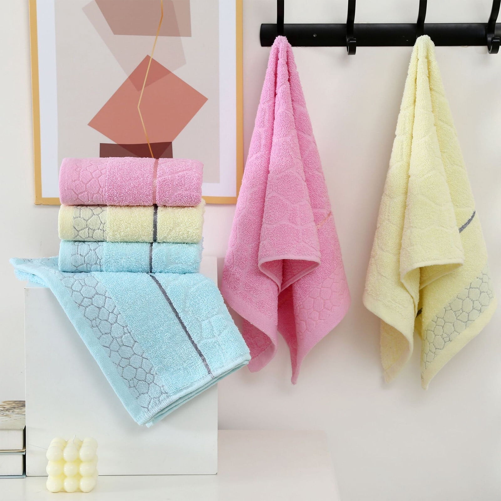 Under $5 Clearance! Bath Towel, InsCrazy 100% Cotton Towel, Thick and Soft, Quick Dry, Highly Absorbent Household Towel for Bathroom, Sport, Wash Face, Large Gift Hand Towel