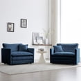 thumbnail image 2 of Domiluxe Chenille Accent Chair with Ottoman,Comfy Deep Single Seat Sofa with Pillow,Upholstered Armchair for Living Room Bedroom Office Apartment,Blue, 2 of 7