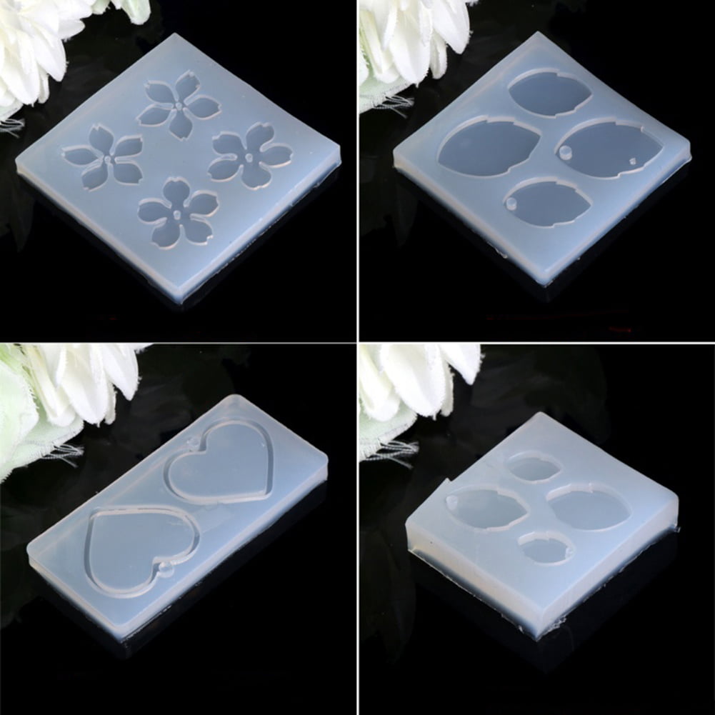 Silicone Resin Jewelry Mold Flower Leaves Heart Shape Making Pendant Craft Tools 