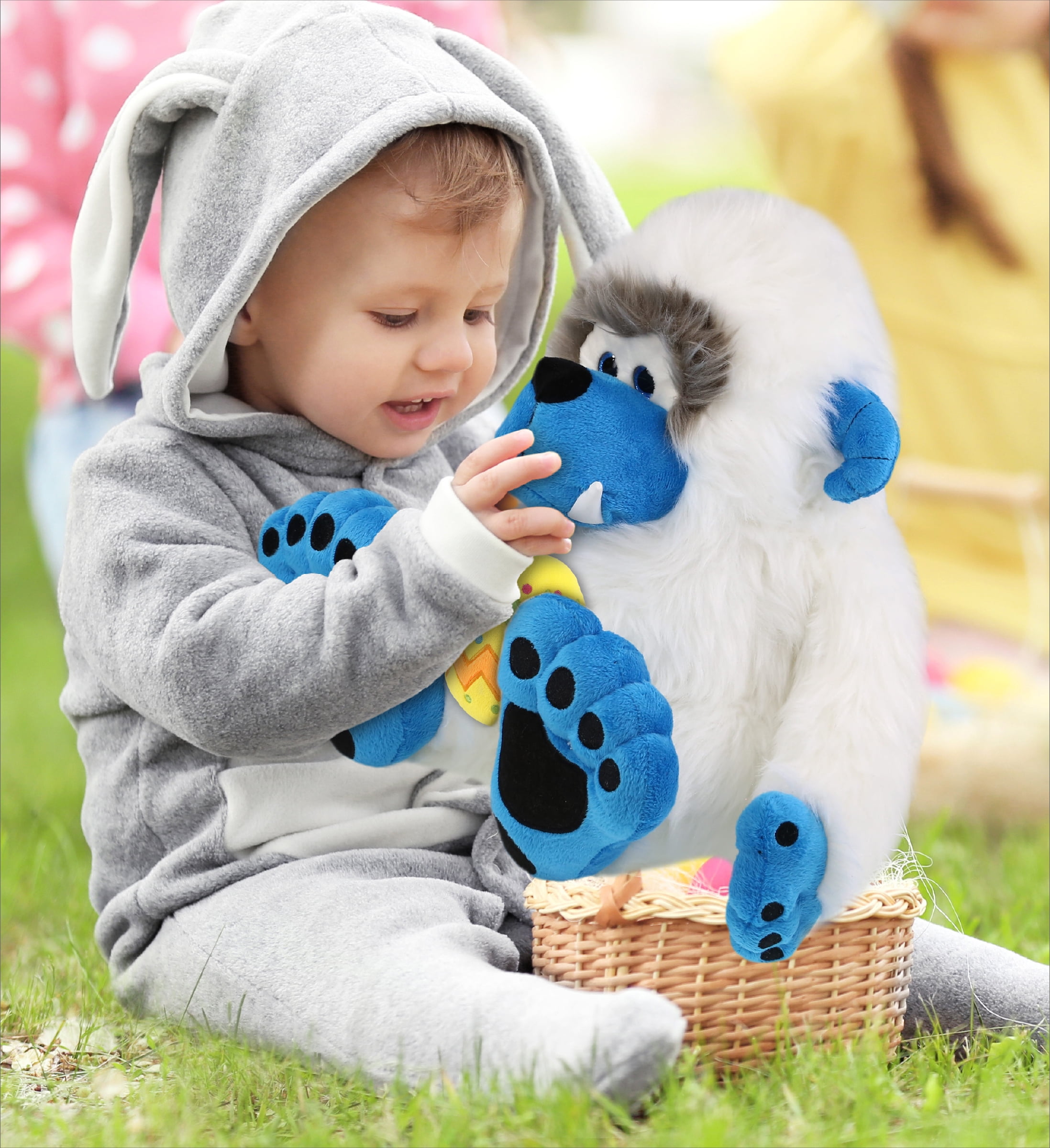 DolliBu Super Soft Yeti with Yellow Easter Egg Plush - Perfect Yeti Stuffed Animals for Easter Basket, Cute Easter Egg Stuffed Animal Spring Toys for Girls, Boys, and Babies - 12 Inches