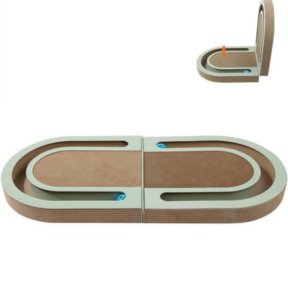 Cat Scratcher Cardboard Ball Track Toys, Interactive Toy Lounger House Scratching Lounge Bed Foldable Scratch Pad Nest for Kitty, Indoor Cats