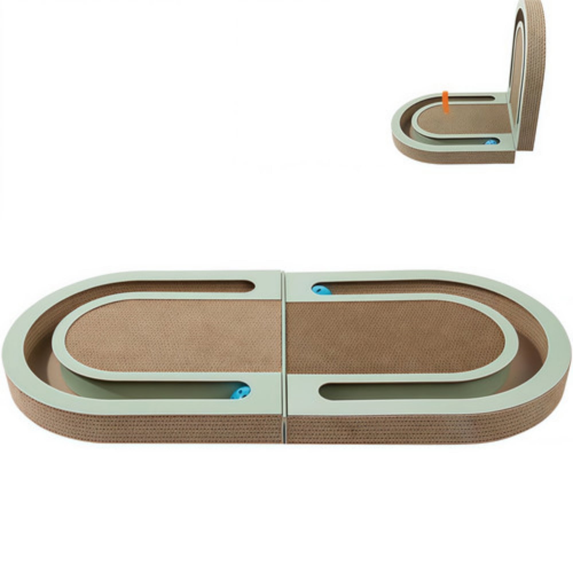 Cat Scratcher Cardboard Ball Track Toys Interactive Toy Lounger House Scratching Lounge Bed Foldable Scratch Pad Nest for Kitty Indoor Cats