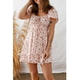 thumbnail image 5 of Women's Pink Floral Mini Dress – Short Sleeve Ruffled Style for Summer Vacations, XL, 5 of 8