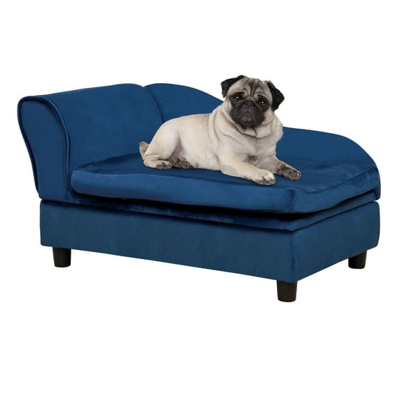 COCOKUN Pet Sofa Bed with Hidden Storage, Modern Pet Furniture for Living Room, Soft Foam Cushion for Comfort, Cushy Couch for Cats & Small Dogs, Blue