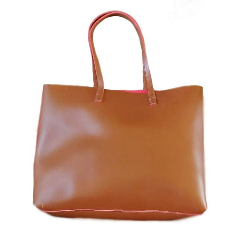 Minicci Womens Faux Leather Fashion Shoulder Bag Tote Brown 12 x12