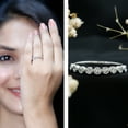thumbnail image 3 of Rosec Jewels Lab Created Diamond Eternity Ring - EF-VS Quality Half Eternity Bezel Set Ring for Valentines Day, 925 Sterling Silver, US 4.00, 3 of 9