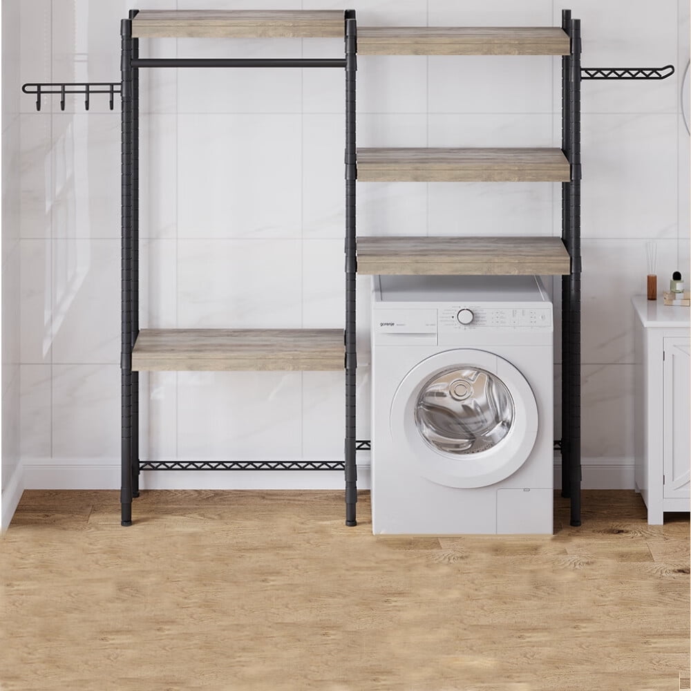 5 Tier Wood Over The Washer and Dryer Storage Shelf Adjustable Height Laundry Drying Clothes Racks Bathroom Shelf Walmart