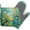 Abstract Oil Painting Flowers, variant on Wolves Howling in Night Heat-Resistant Oven Mitts and Pot Holder Full Moon Kitchen Non-Slip Silicone Cooking Microwave Gloves for Cooking Baking Grilling