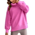 thumbnail image 2 of LANGWYQU Long Sleeve Turtle Neckline Women Casual Hoodies Side Zipper Sweatshirt, 2 of 5