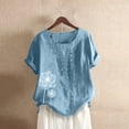 thumbnail image 2 of PMVFHDE T-Shirts à Manches Courtes pour Femmes Grande Taille Imprimé Col Rond Ample Quotidien Décontracté T-Shirt Blouse, 2 of 3