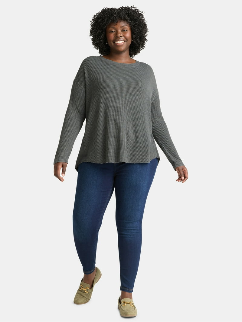 Terra & Sky Women's Plus Waffle Knit Tunic Top, Sizes 0X-5X