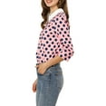 thumbnail image 5 of INSPIRE CHIC Women's Contrast Peter Pan Collar Top 3/4 Sleeves Blouse Shirts XS Pink, 5 of 9